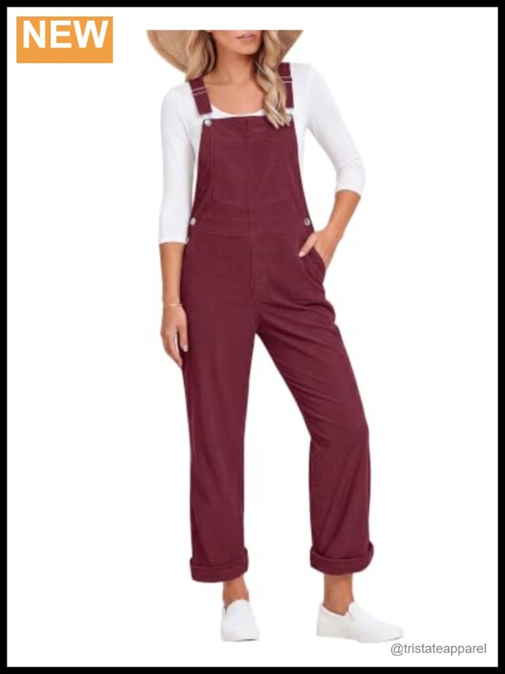 Corduroy Overalls Loose Fit Straight Leg Adjustable Straps Bib Jumpsuit Pockets